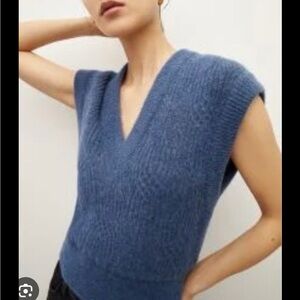 Veronica Beard Arida Blue V-Neck Sweater Vest